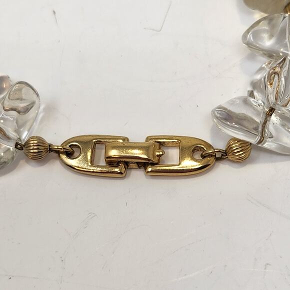 Napier Ice Collection Lucite Chip Gold Tone Bracelet Vintage Costume Jewelry 80s - Picture 3 of 6